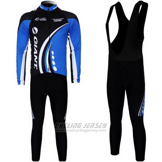 2011 Cycling Jersey Giant Black and Bluee Long Sleeve and Bib Tight